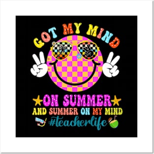 Groovy Happy Face Summer Vibes Got My Mind On Summer Teacher Posters and Art